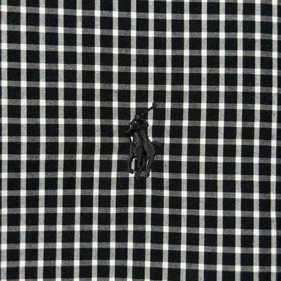 Ralph Lauren Black & White Gingham Plaid Custom Fit Button-Down Shirt 16 32/33 - Picture 3 of 9